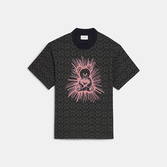 CD691 - Rave Bear T Shirt In Organic Cotton Black/Pink