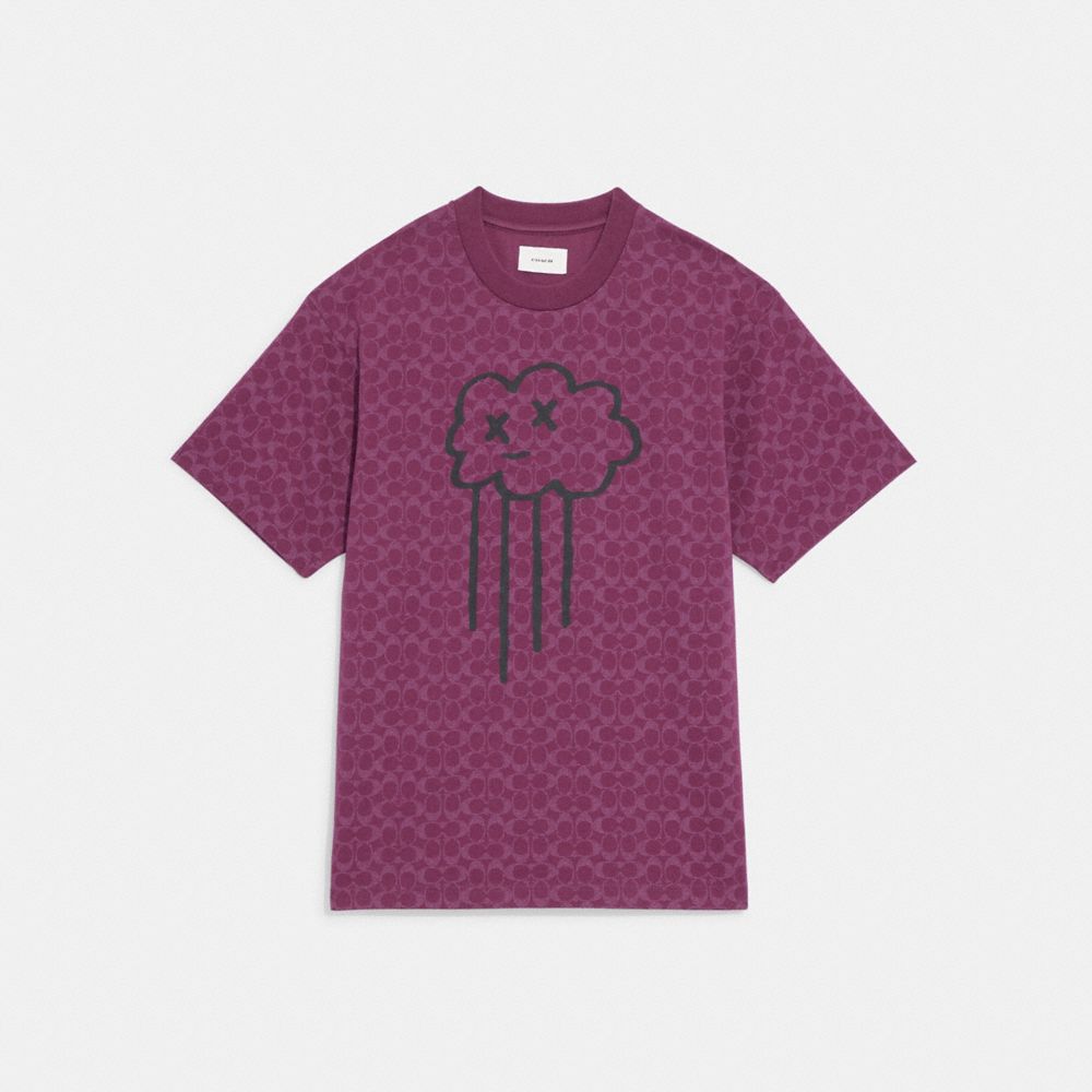 COACH CD692 Rave Cloud T Shirt In Organic Cotton Garnet