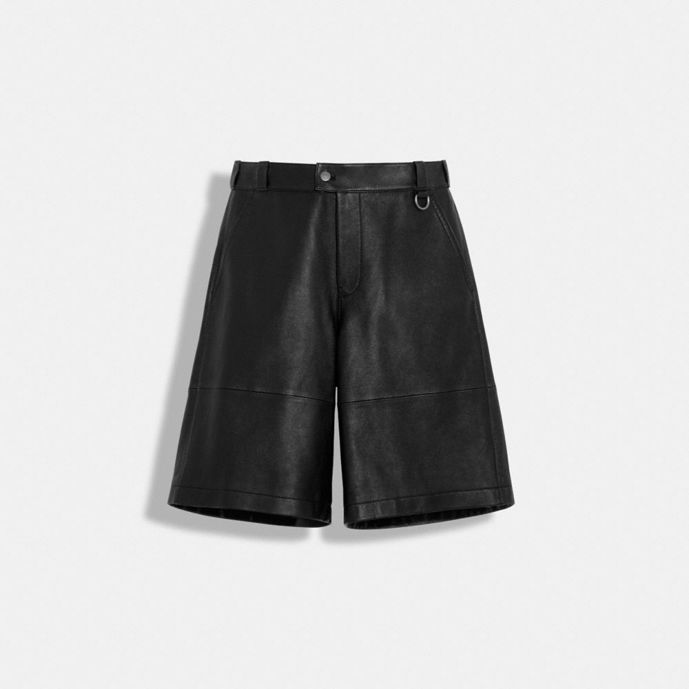 COACH CD779 Leather Shorts Solid Black