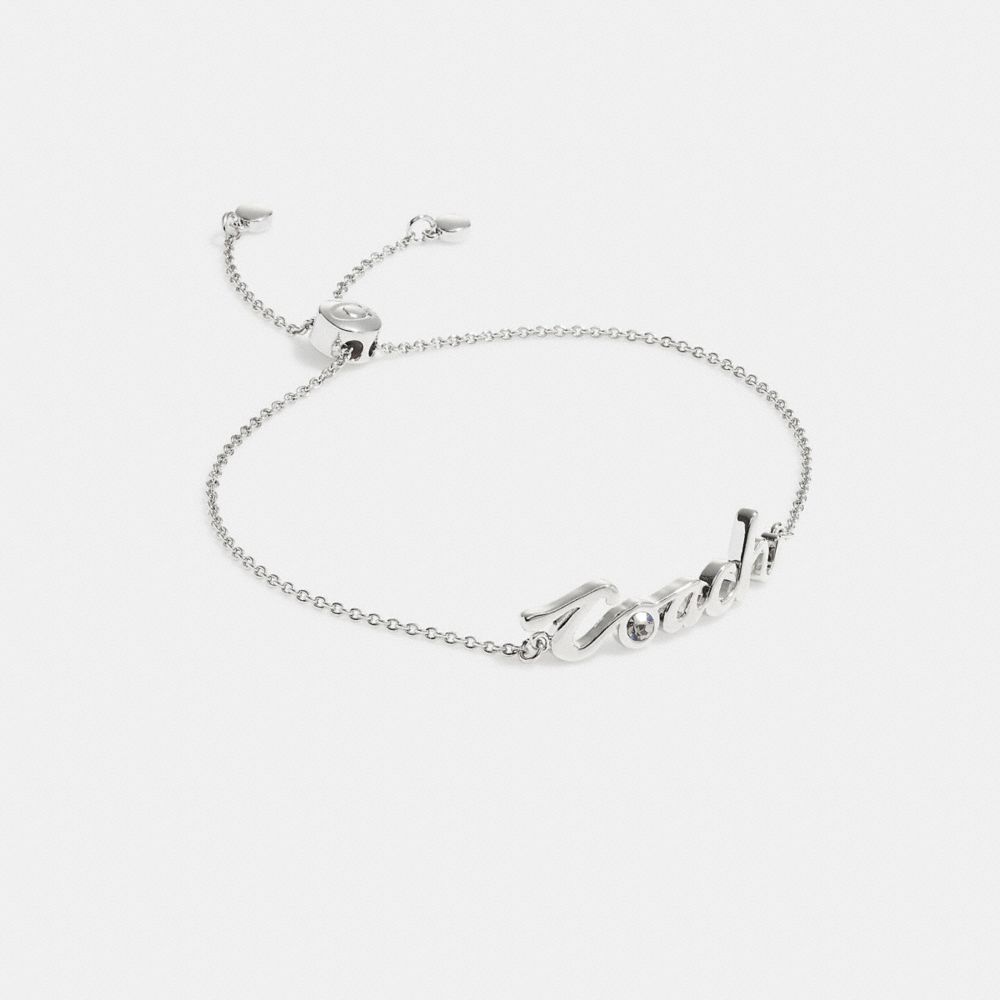 COACH CD791 Logo Script Slider Bracelet SILVER/CRYSTAL