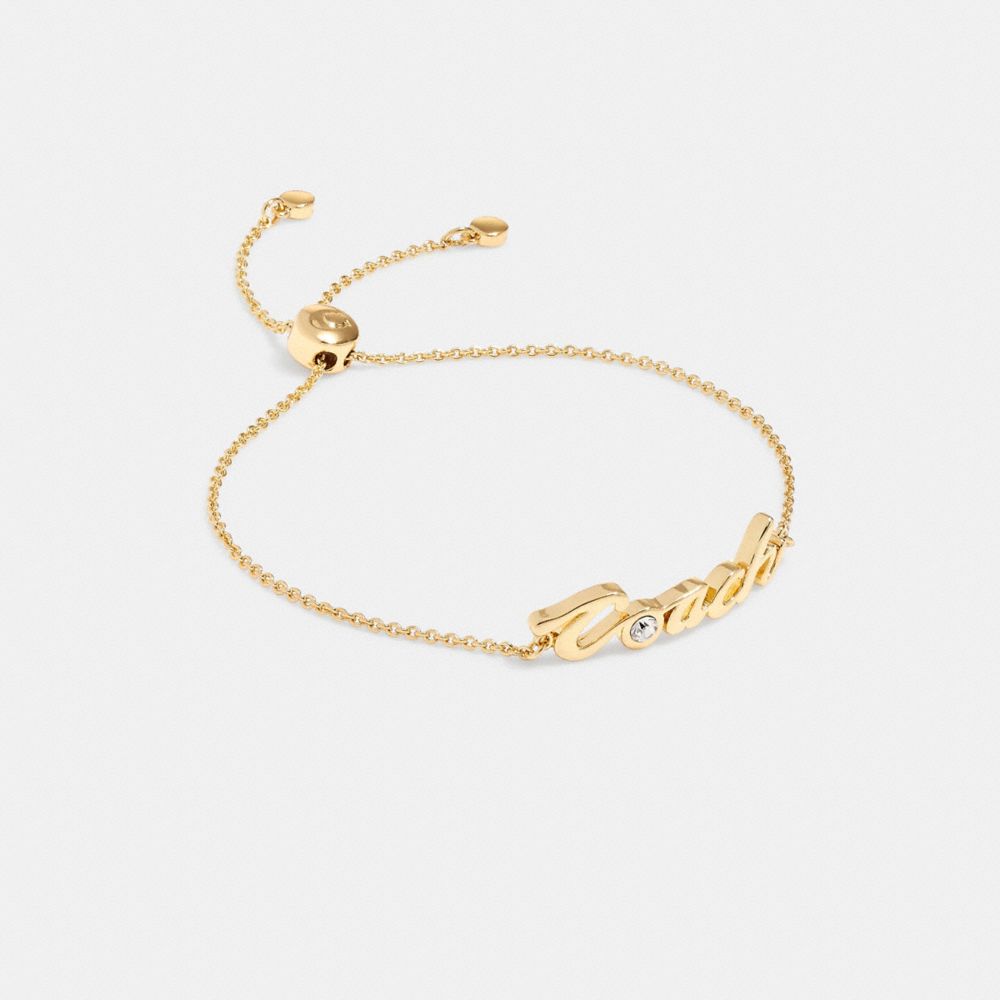 COACH CD791 Logo Script Slider Bracelet GOLD