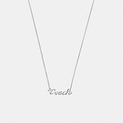 COACH CD792 Logo Script Necklace SILVER/CRYSTAL
