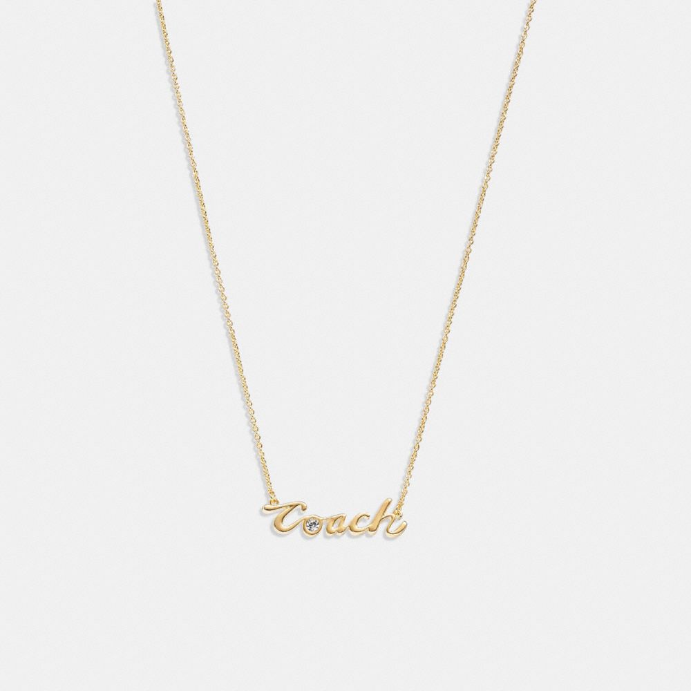 COACH CD792 Logo Script Necklace GOLD