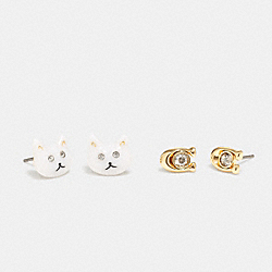 COACH CD796 Cat Stud Earrings Set GOLD/MULTI