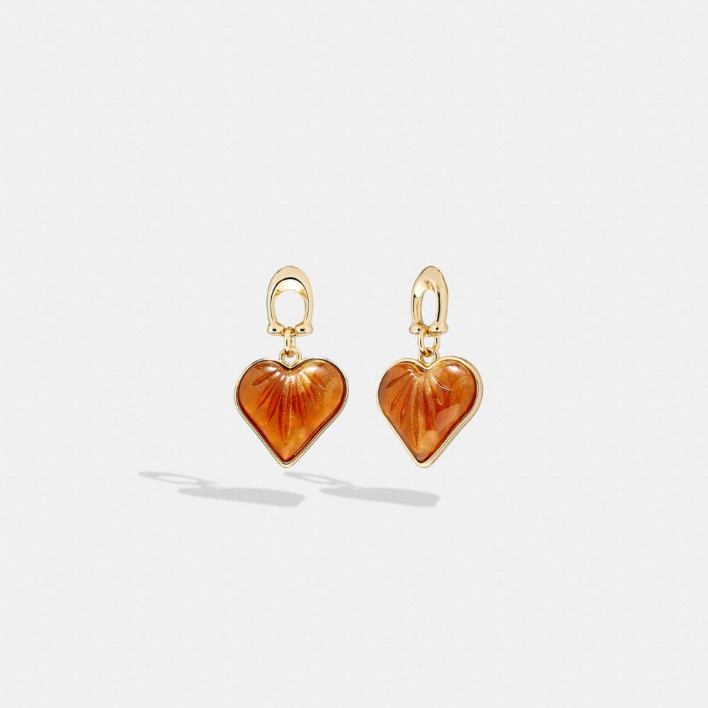 Heart Drop Earrings - CD797 - Gold/Brown