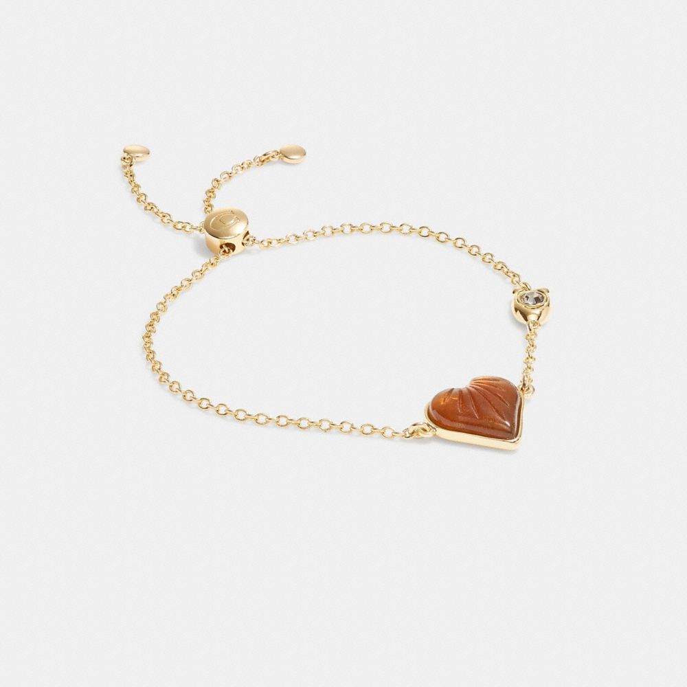 Heart Slider Bracelet - CD805 - Gold/Brown