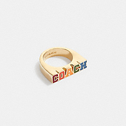 COACH CD808 Logo Varsity Ring GOLD/MULTI