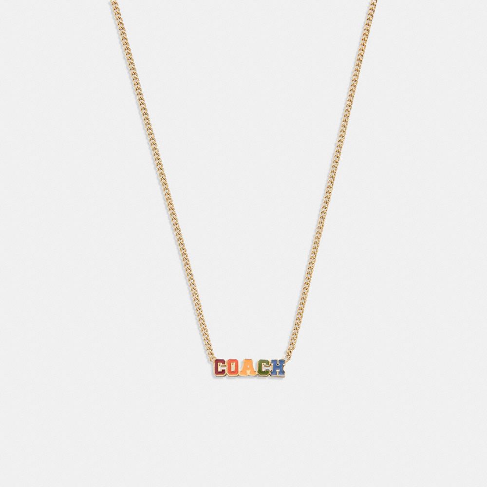 COACH CD809 Logo Varsity Necklace GOLD/MULTI