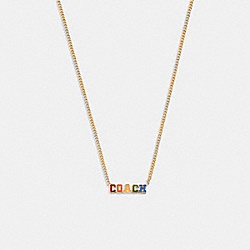 COACH CD809 Logo Varsity Necklace GOLD/MULTI