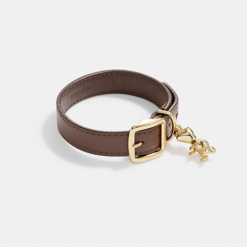 CD821 - Rexy Buckle Charm Leather Bracelet GOLD/BROWN