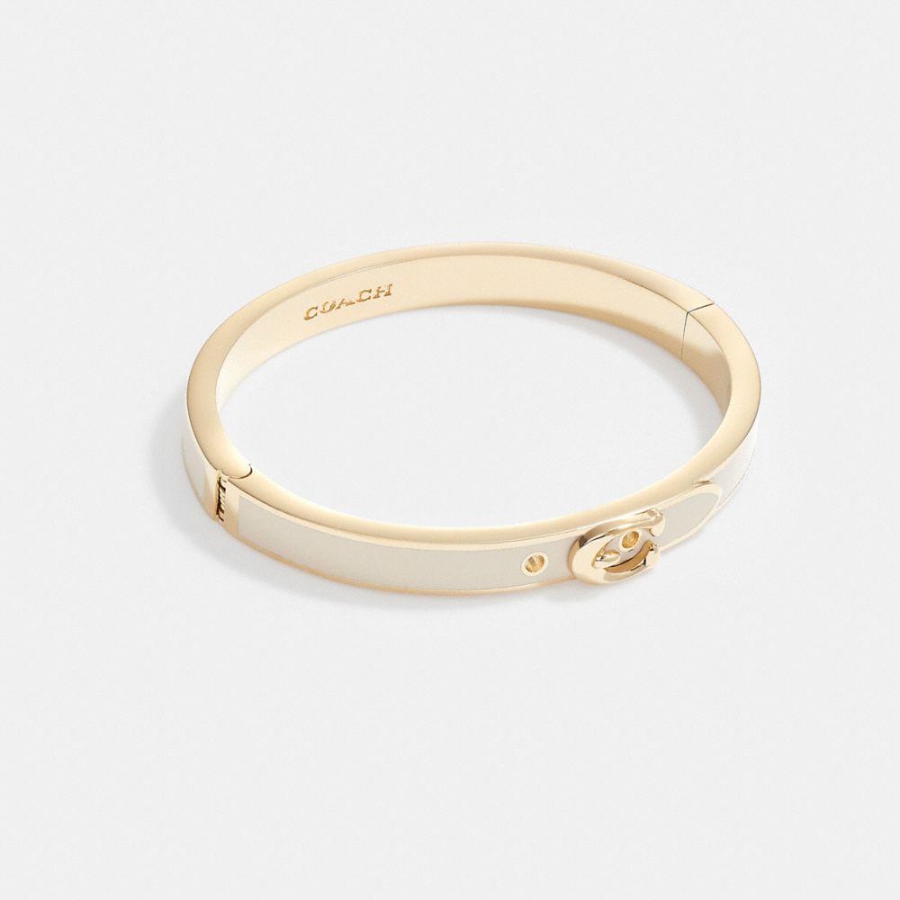 CD823 - Signature Thin Buckle Bangle GOLD/CHALK