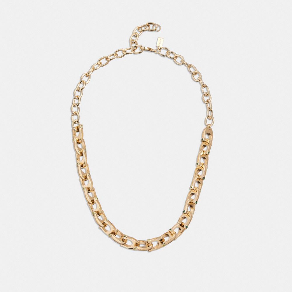 CD838 - Chunky Signature Chain Link Necklace GOLD/GREEN