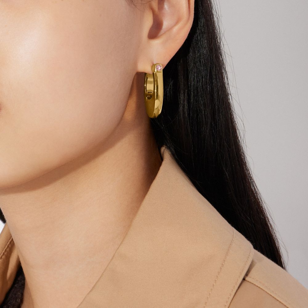 COACH Official Site Official page | CHUNKY SIGNATURE HOOP EARRINGS