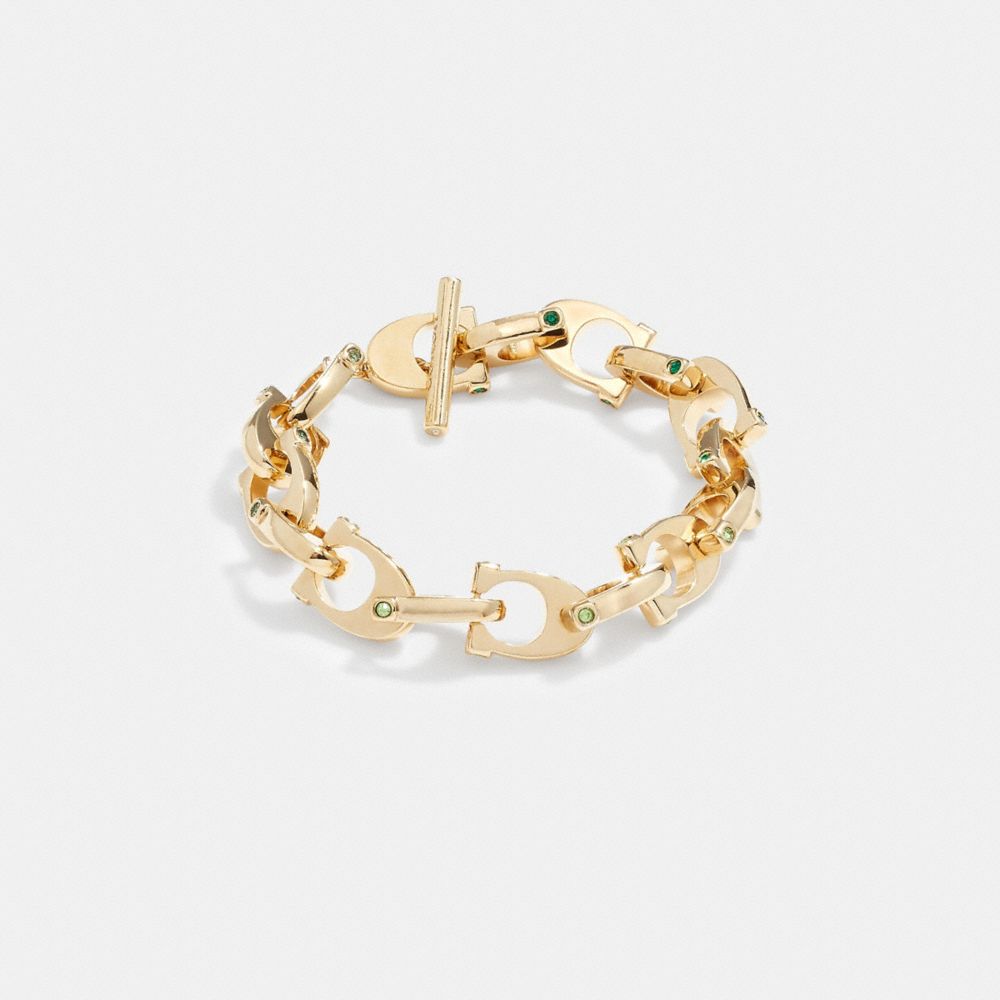 CD841 - Chunky Signature Chain Link Bracelet GOLD/GREEN