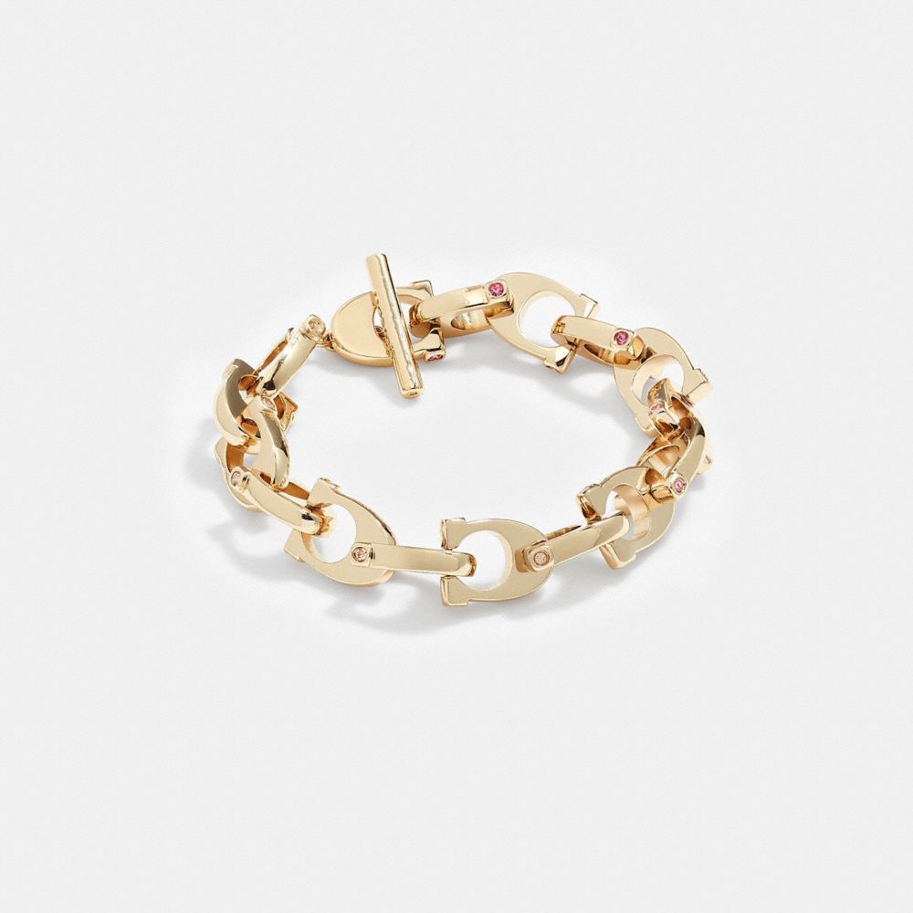 CD841 - Chunky Signature Chain Link Bracelet GOLD/PINK