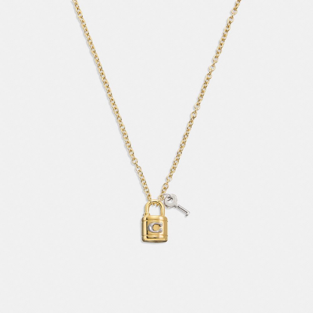Signature Padlock And Key Necklace - CD857 - GOLD/SILVER