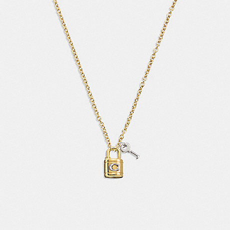 COACH CD857 Signature Padlock And Key Necklace GOLD/SILVER