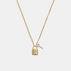 COACH CD857 Signature Padlock And Key Necklace GOLD/SILVER