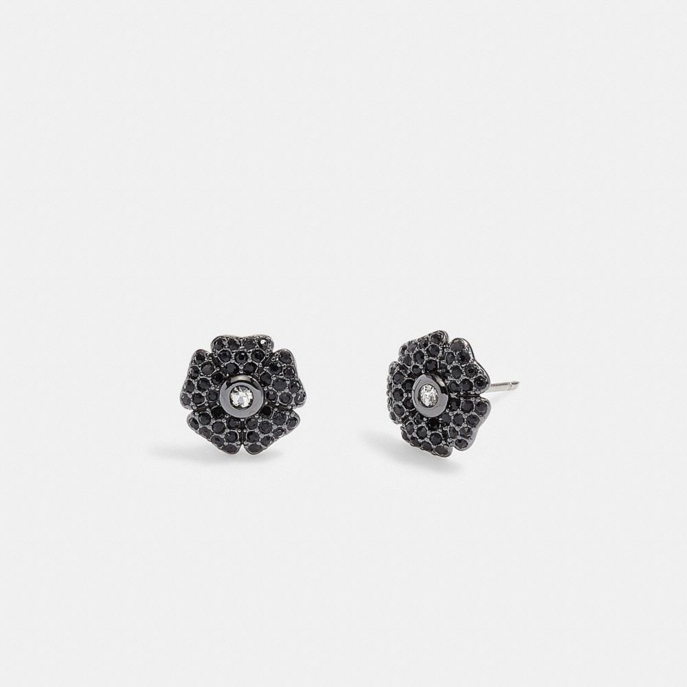 COACH CD859 Sparkling Daisy Stud Earrings SILVER/BLACK