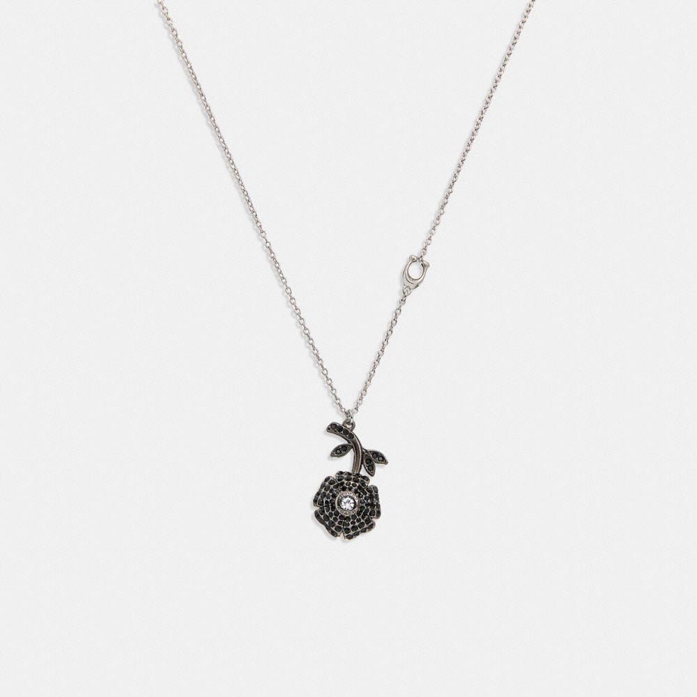 Sparkling Daisy Necklace - CD861 - Silver/Black