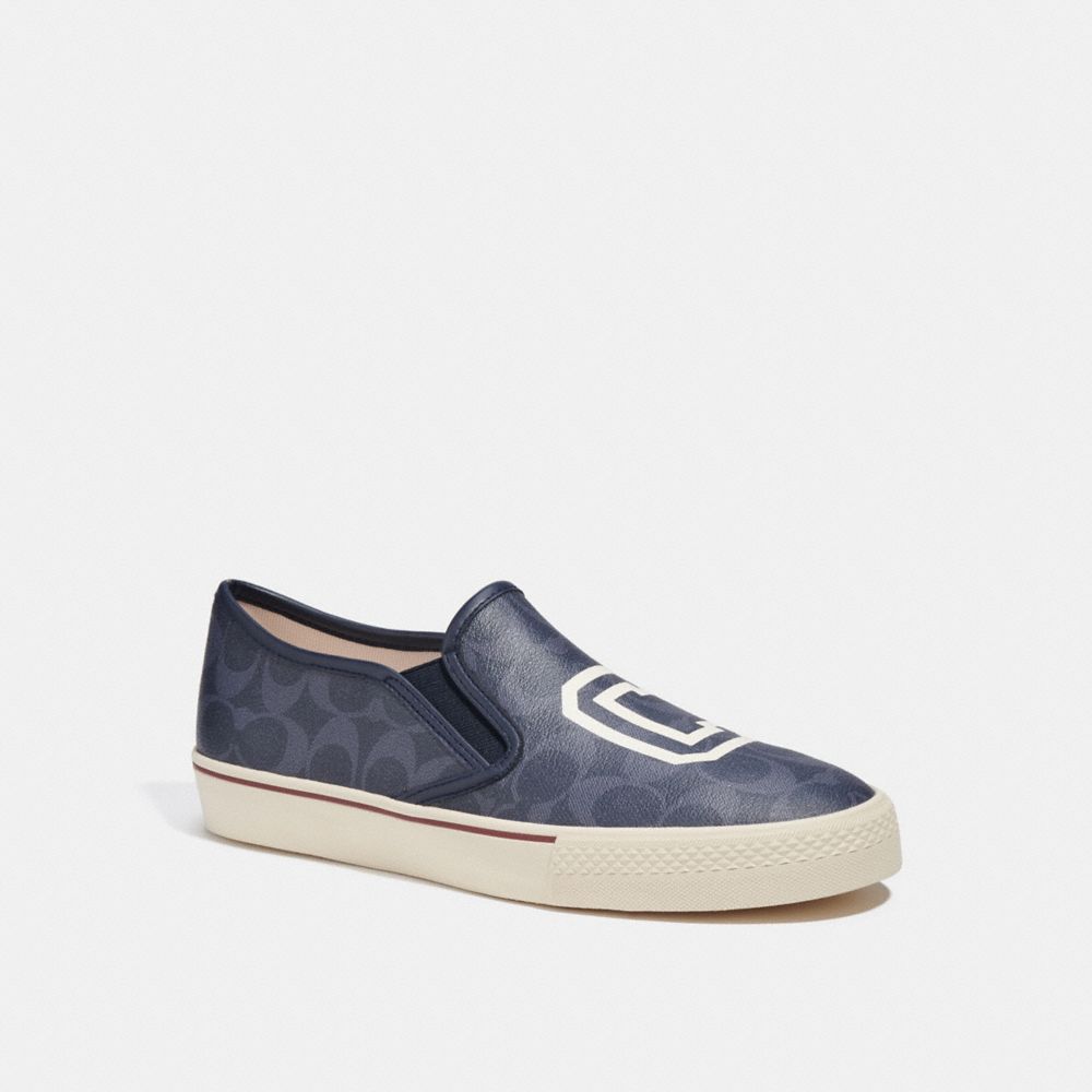 COACH CD875 Slip On Skate Sneaker In Signature Canvas With Varsity Denim