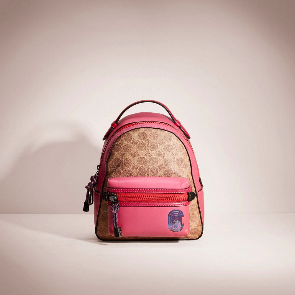 CD908 - Restored Campus Backpack 23 In Signature Canvas With Coach Patch Gunmetal/Tan Bright Cherry Multi