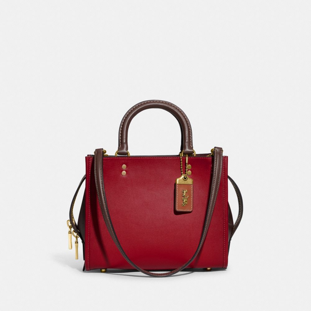 COACH CD938 Rogue 25 In Colorblock BRASS/BRICK RED MULTI