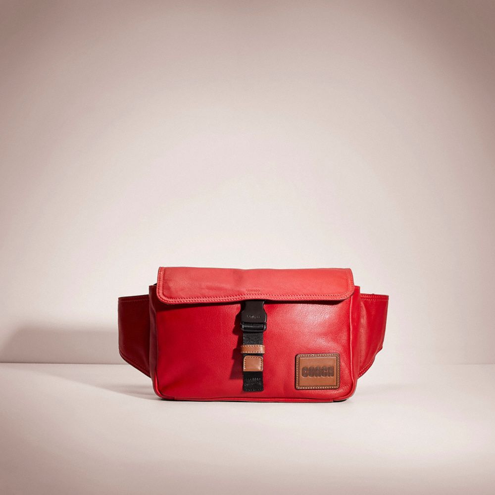 CD966 - Restored Pacer Belt Bag Crossbody With Coach Patch Brass/Red