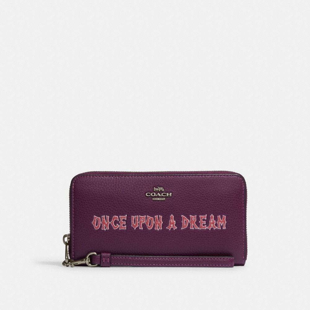 Disney X Coach Long Zip Around Wallet With Signature Canvas Interior And Once Upon A Dream Motif - CD971 - QB/Boysenberry Multi/Khaki