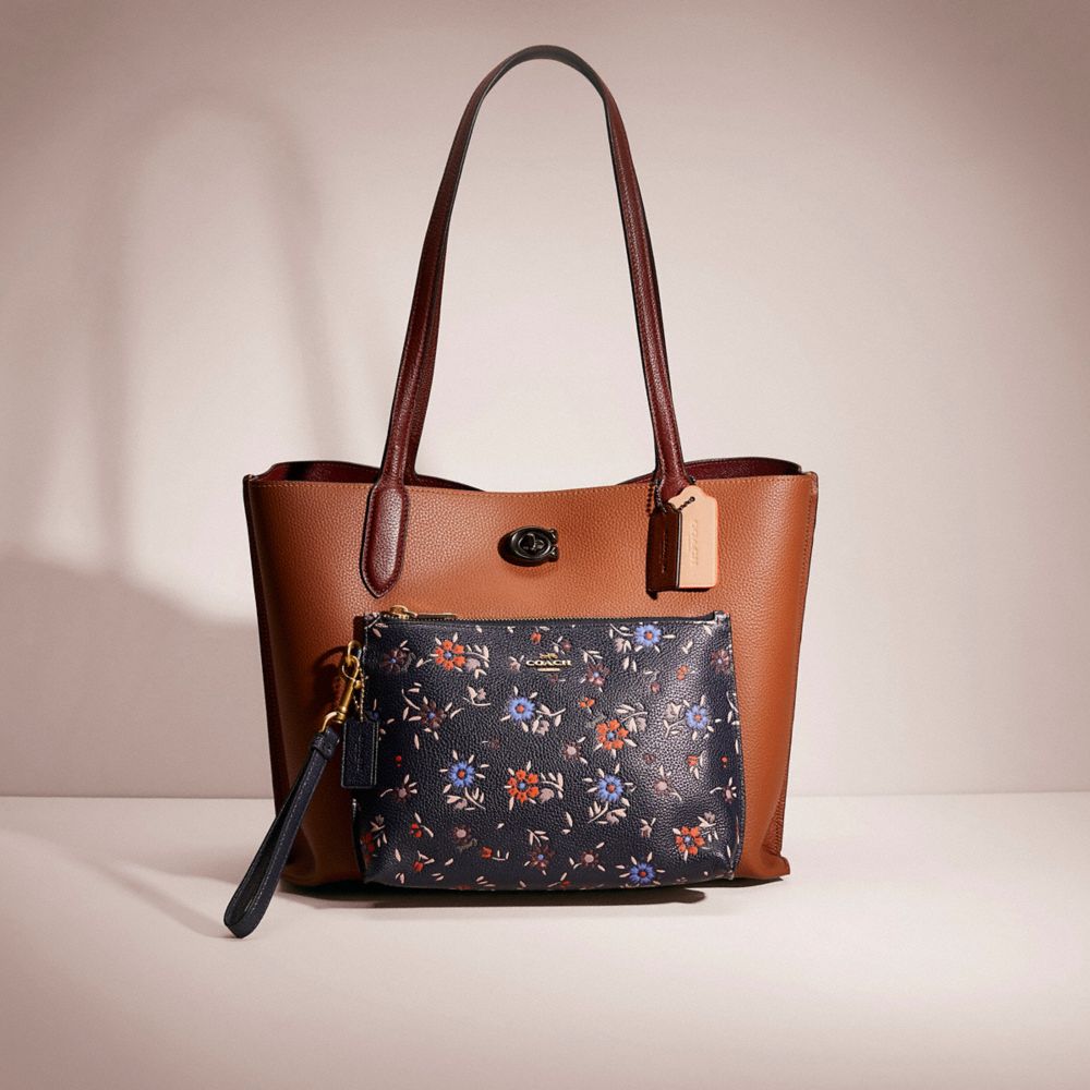 CD991 - Upcrafted Willow Tote In Colorblock With Signature Canvas Interior Pewter/1941 Saddle Multi