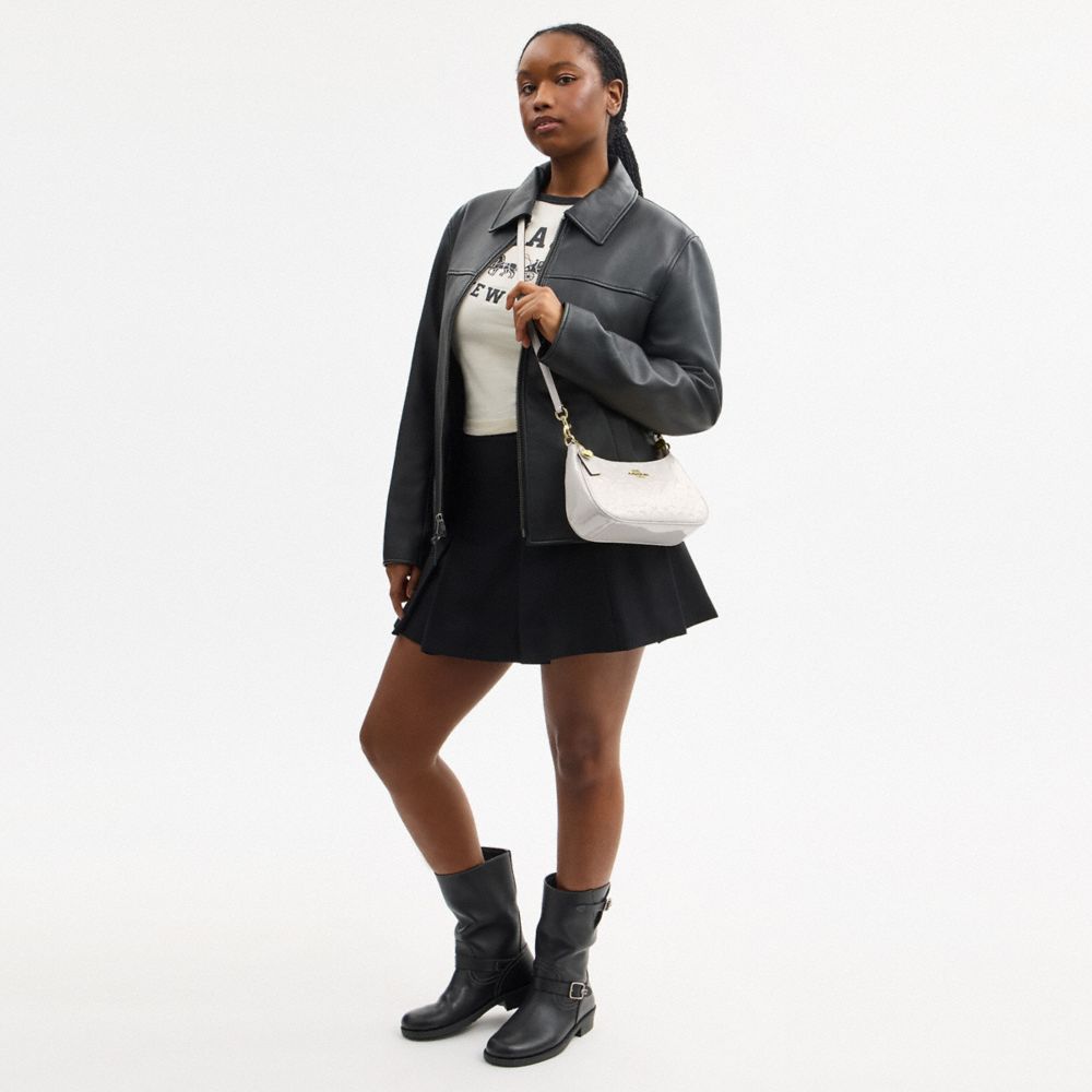 TERI SHOULDER BAG IN SIGNATURE LEATHER WITH HEART CHARM