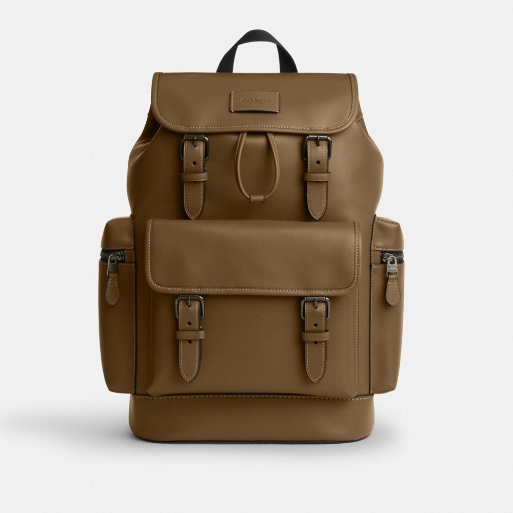 COACH&reg;,Sprint Backpack,Leather,Backpack,Suitcase Sleeve,Casual,Gunmetal/Green