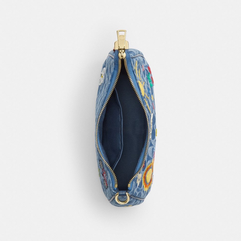 TERI SHOULDER BAG IN SIGNATURE DENIM WITH EMBROIDERY