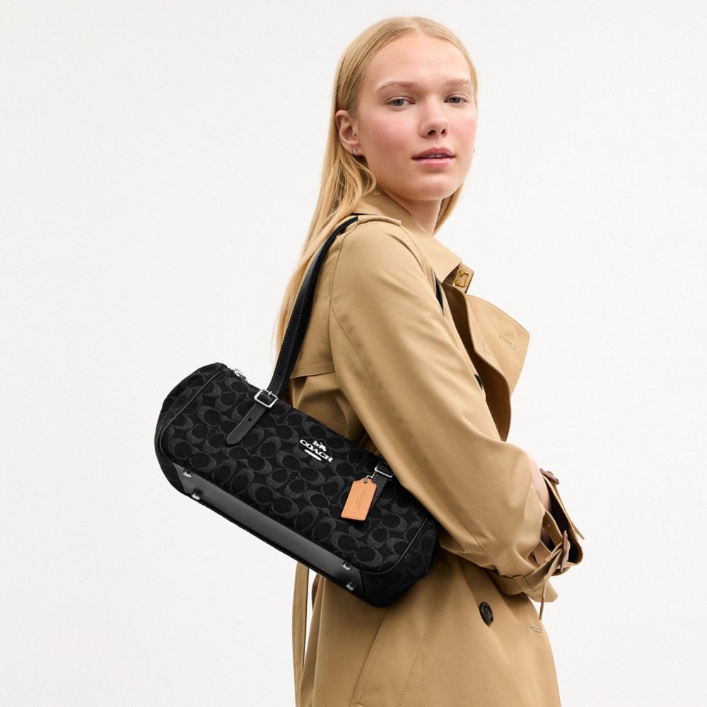 ASHER SHOULDER BAG IN SIGNATURE DENIM