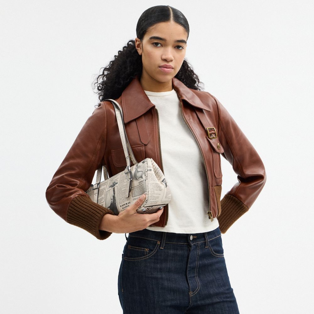 ASHER SHOULDER BAG WITH NEWSPAPER PRINT