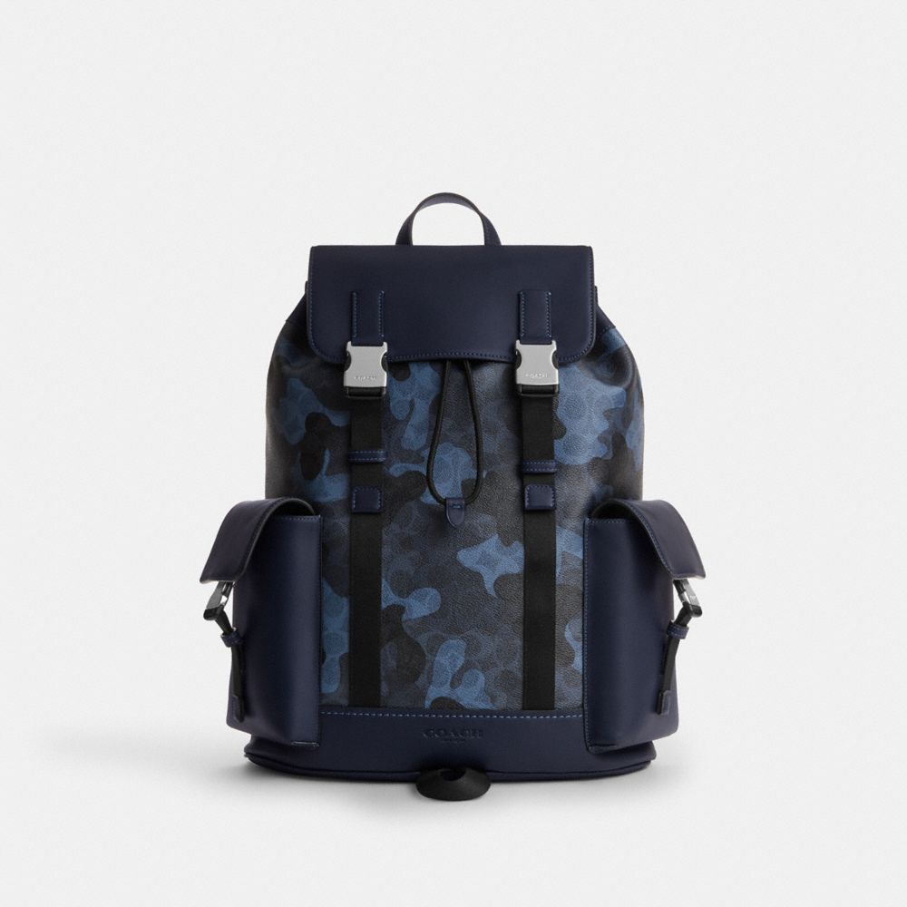 Clark Backpack In Signature Camo Print - CDC20 - Silver/Blue Multi