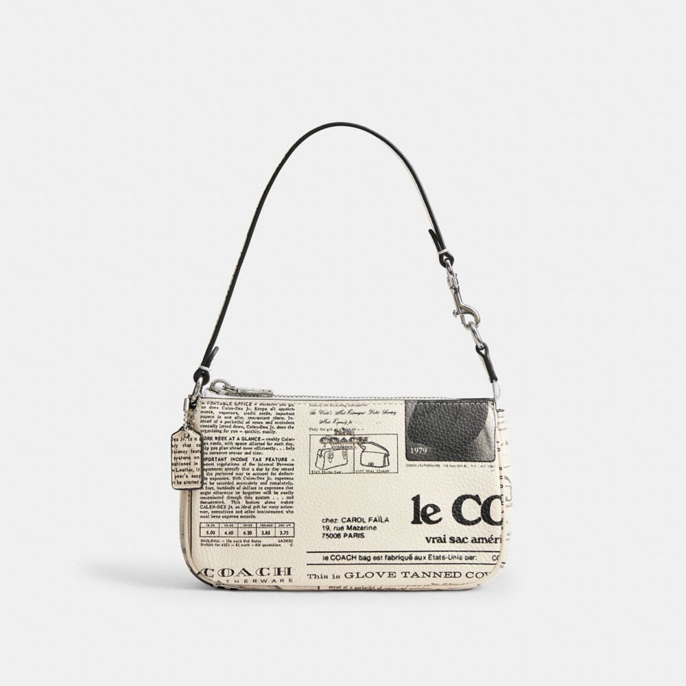 COACH&reg;,Nolita 19 With Newspaper Print,Cream,Front View
