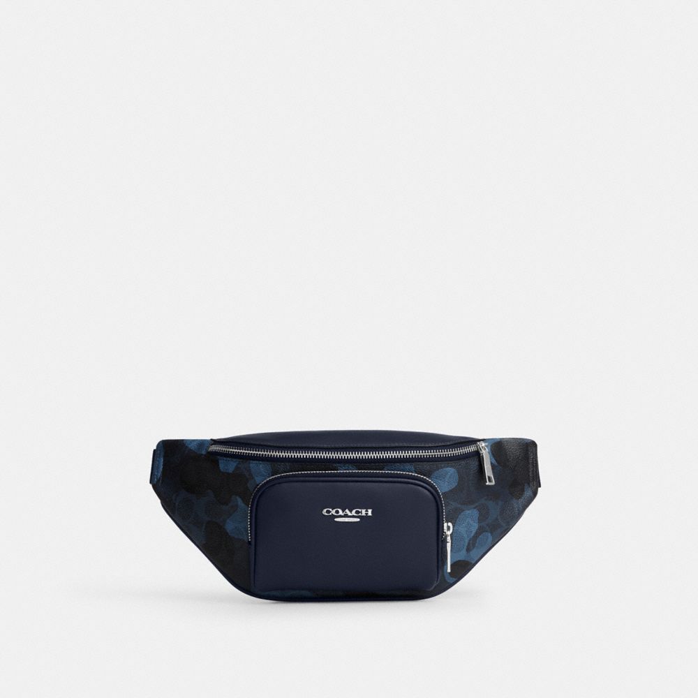 Racer Small Belt Bag In Signature Camo Print - CDC32 - Silver/Blue Multi