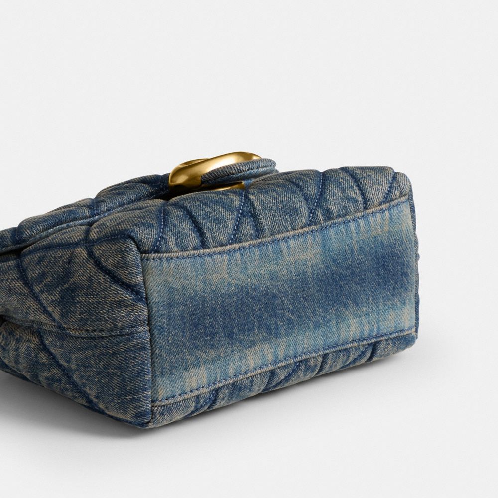 TABBY 丹寧棉絎縫細節 頂部手提把手袋