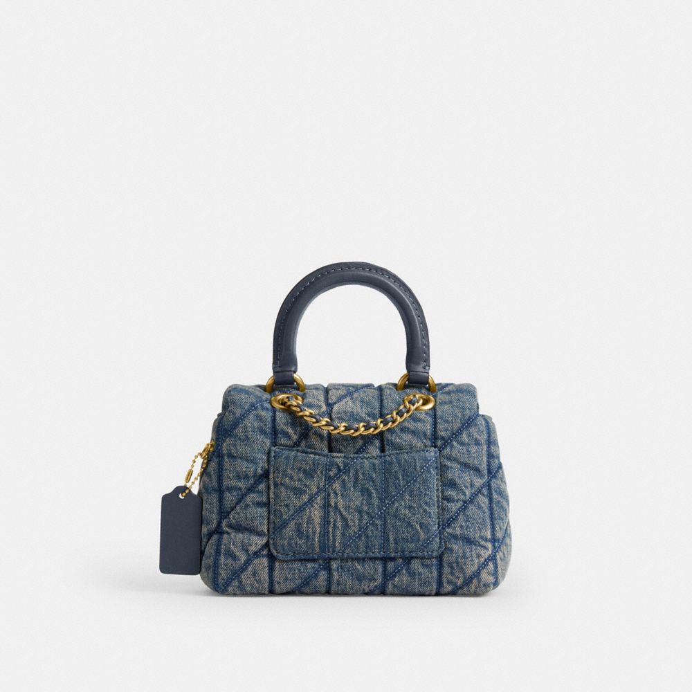 TABBY 丹寧棉絎縫細節 頂部手提把手袋