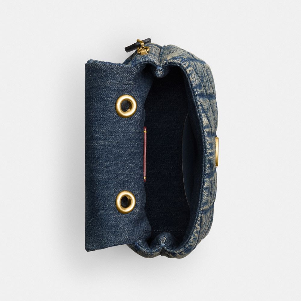 TABBY 丹寧棉絎縫細節 頂部手提把手袋