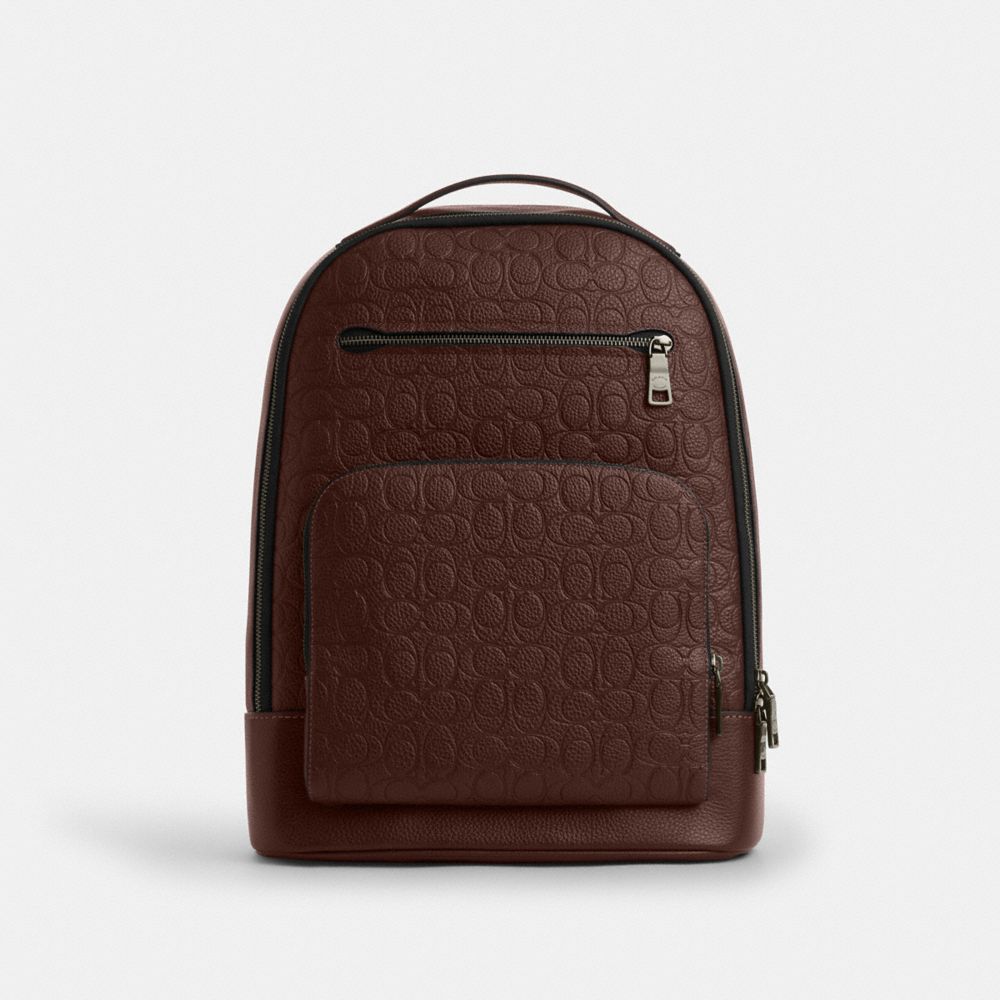 Ethan Backpack In Signature Leather - CDC67 - Gunmetal/Maple
