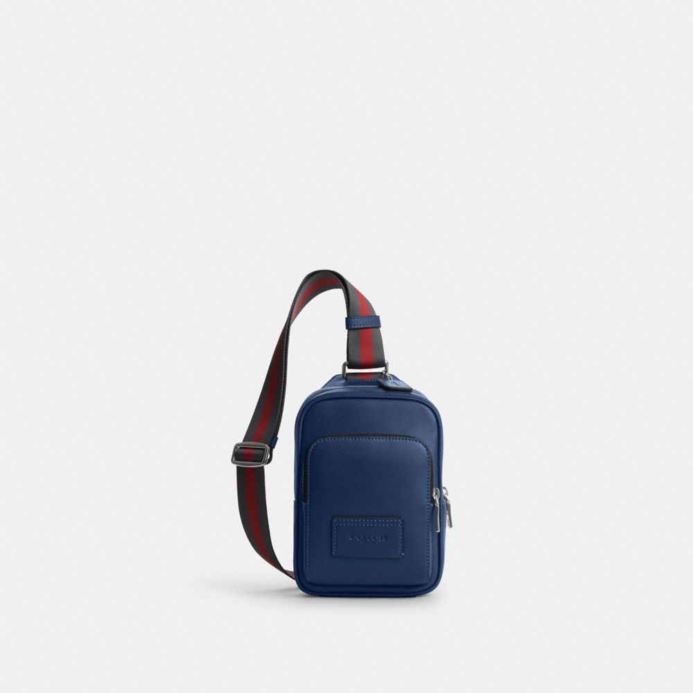 Racer Sling Pack With Varsity Stripe Webbing - CDC85 - Silver/Deep Blue Multi