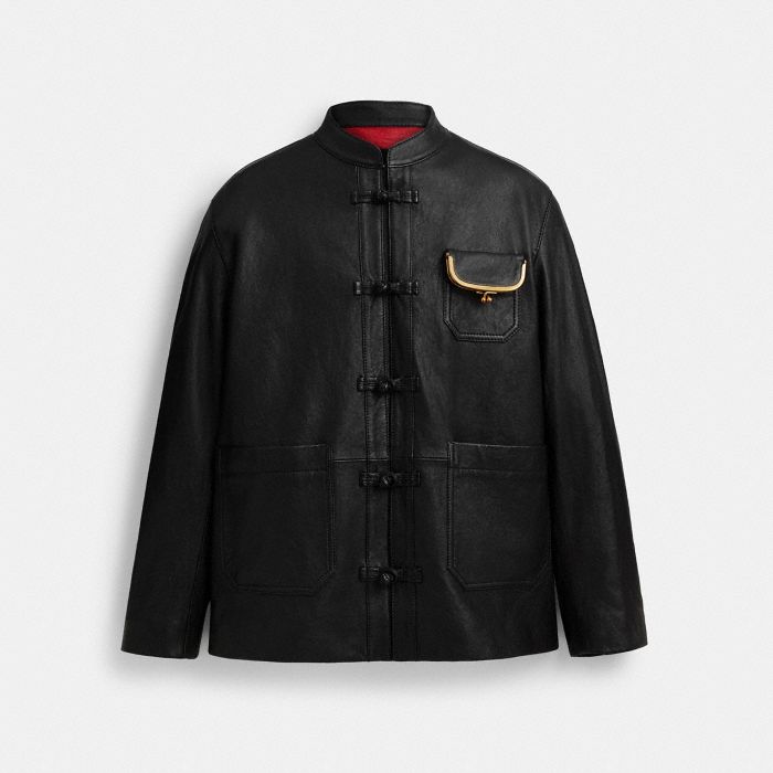 COACH CLOT 正面結飾皮革外套