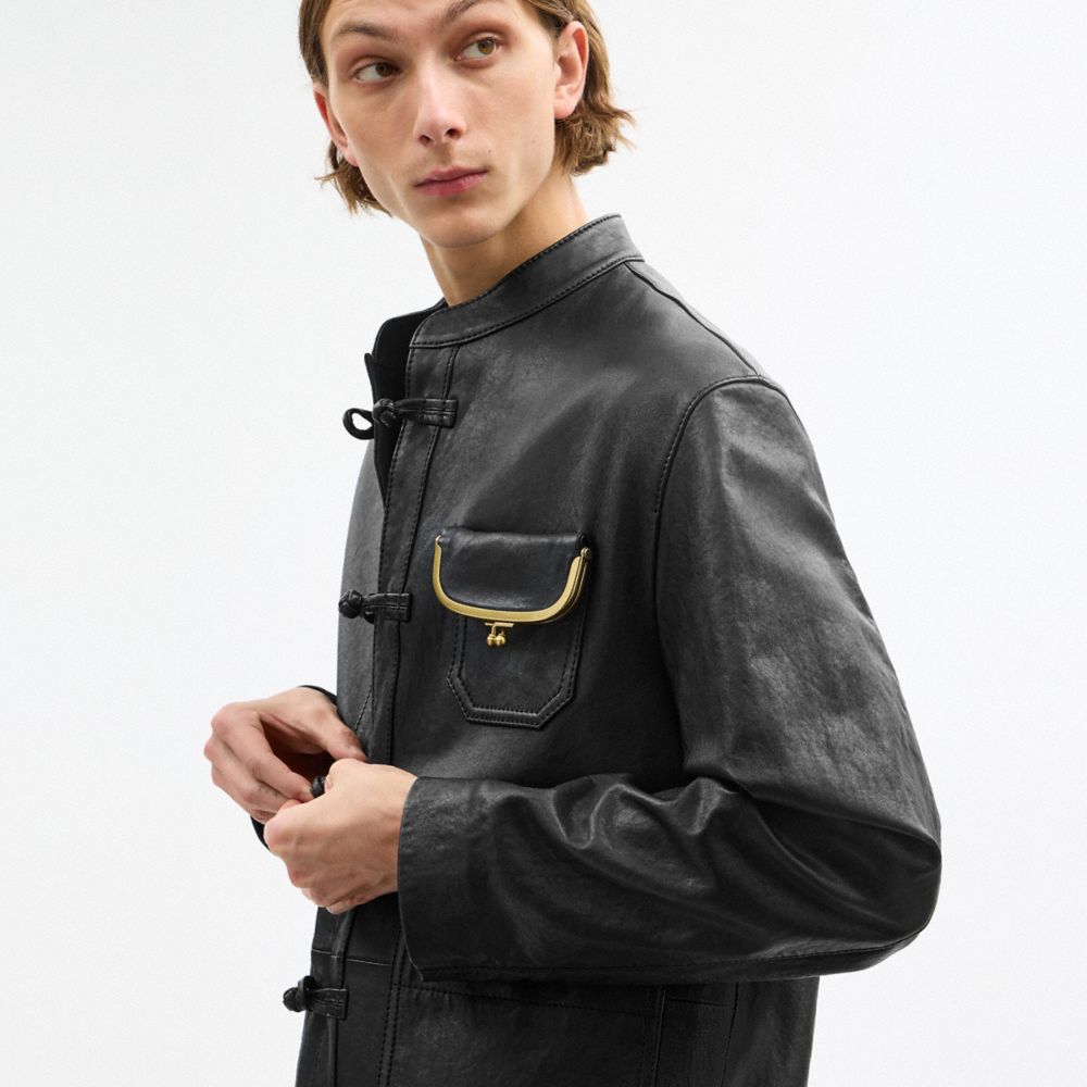 COACH CLOT 正面結飾皮革外套