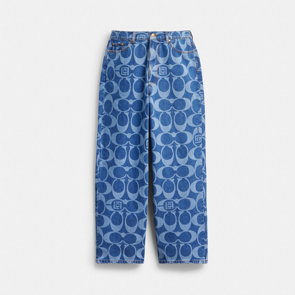 COACH CLOT 經典 SIGNATURE 寬版牛仔褲