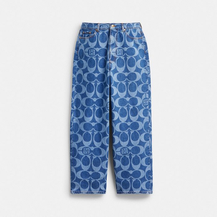 COACH CLOT 經典 SIGNATURE 寬版牛仔褲