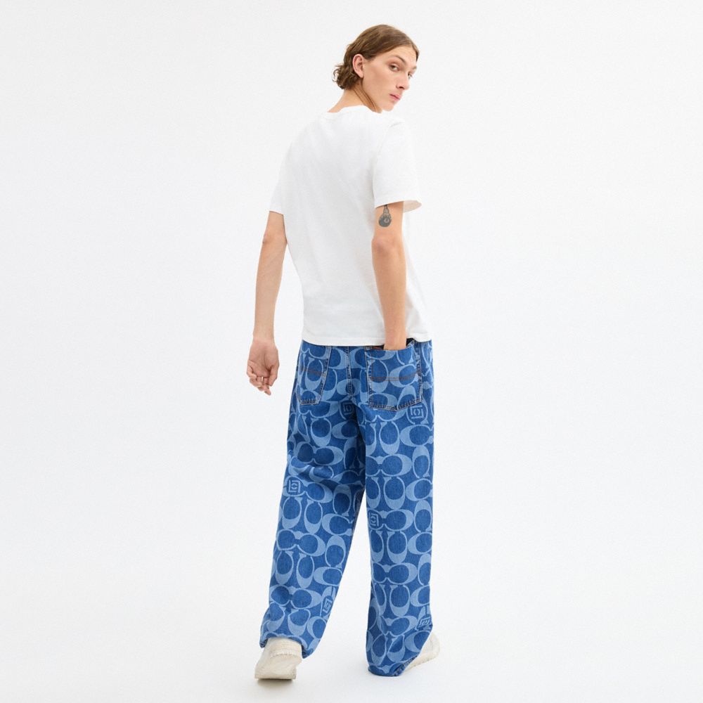 COACH CLOT 經典 SIGNATURE 寬版牛仔褲