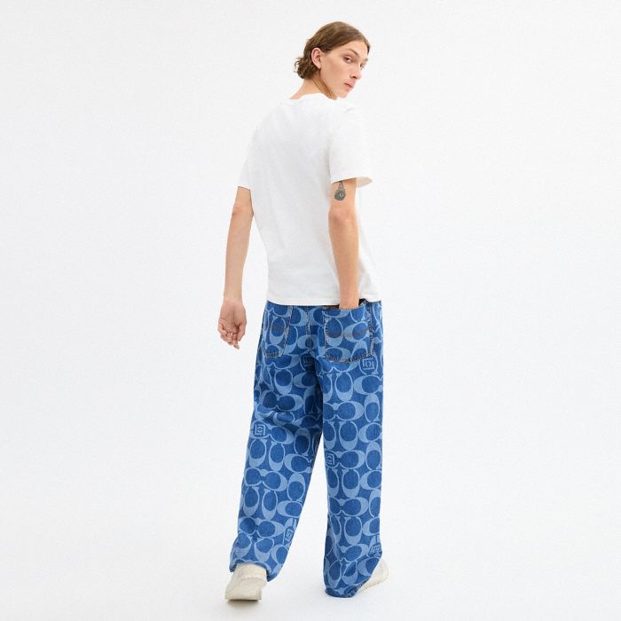 COACH CLOT 經典 SIGNATURE 寬版牛仔褲