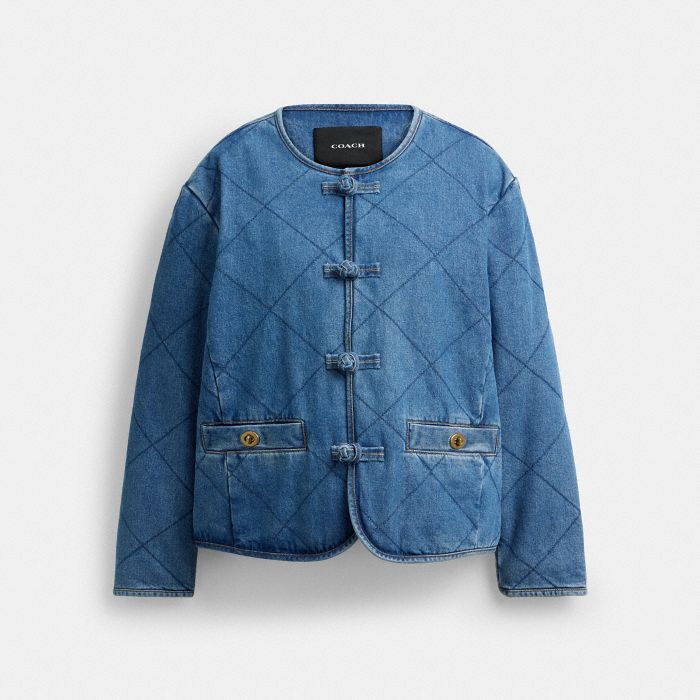 COACH CLOT QUILTED DENIM JACKET